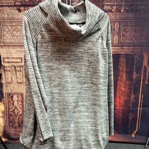 Eight Eight Eight Striped Gray Cowl Neck Sweater